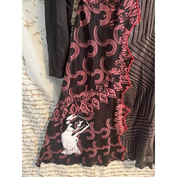 Vintage Desigual V-Neck Multicolored Multi Pattern Graffiti Size M Womens Dress - Picture 9 of 12